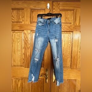 Risen - Distressed Blue Denim Jeans